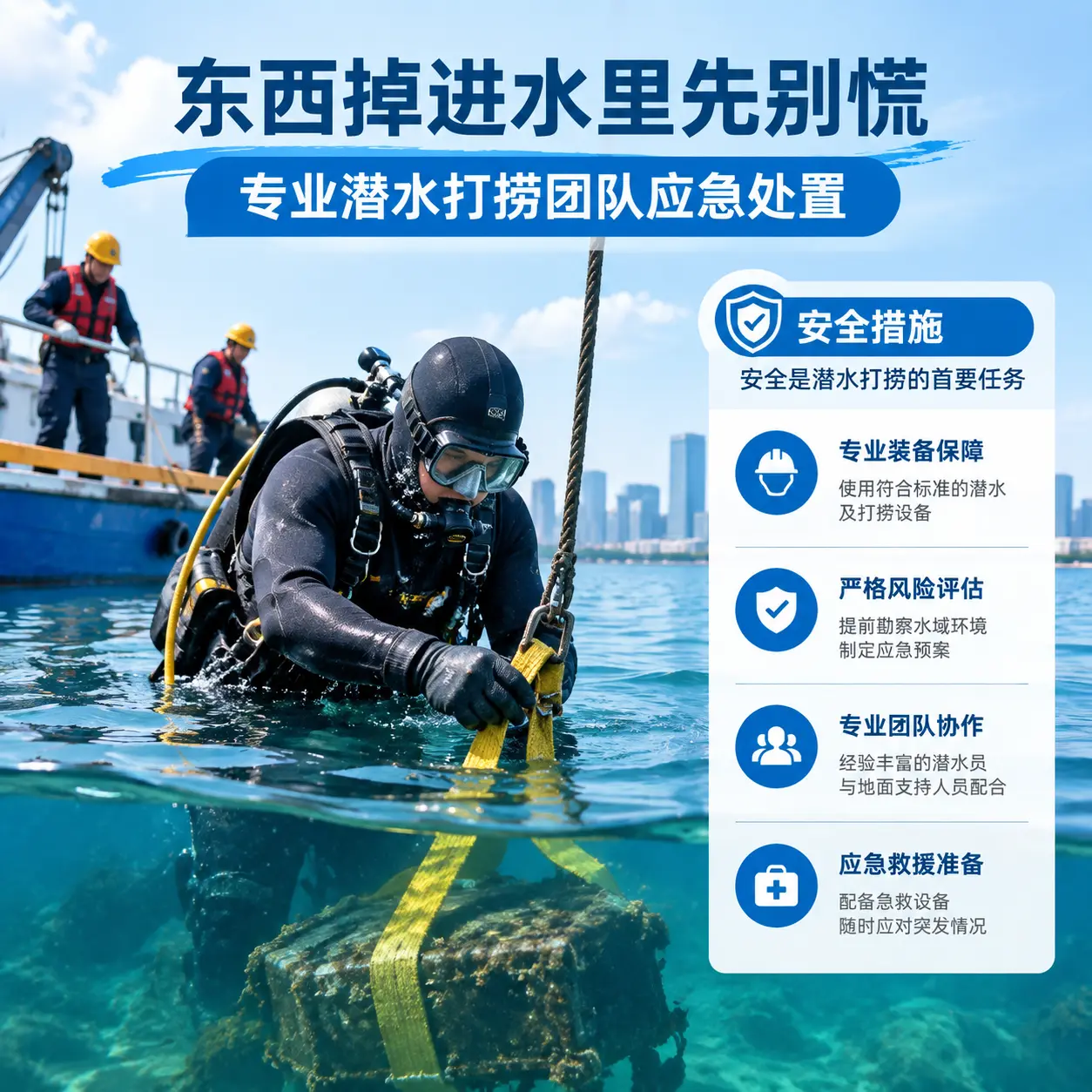 民乐东西掉进水里先别慌,专业潜水打捞团队应急处置